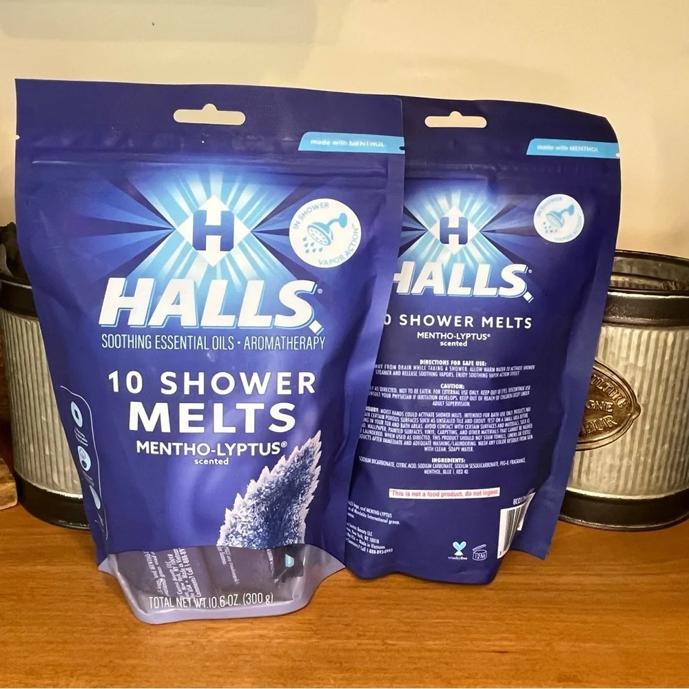 Halls Shower Melts/Shower Steamers, Non-Medicated Aromatherapy Tablets 10-Pack